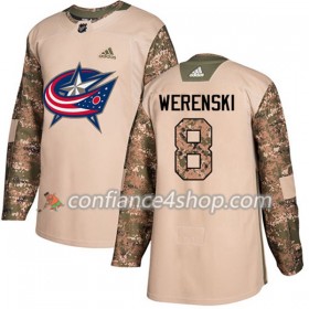 Adidas Maillot de Hockey Blue Jackets Zach Werenski 8 2017-2018 Camo Veterans Day Practice Authentic - Homme